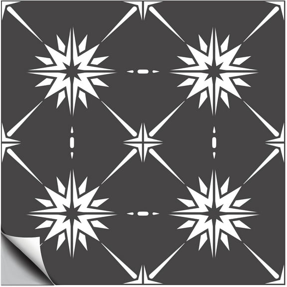36 Pcs Black Mandala Peel and Stick Wallpaper Polygon Self Adhesive Wallpaper Tile Stickers Used for Kitchen Bathroom Bedroom Wall Fireplace Floor Decoration 3.9x3.9 Inch for DIY
