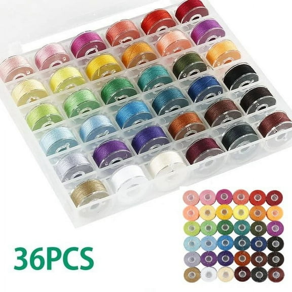 36 Pcs Bobbins Sewing Threads Kit, Tcwhniev Polyester Thread Spools for Hand Machine Arts, Crafts & Sewing Clothing Crafting, Manual Embroidery