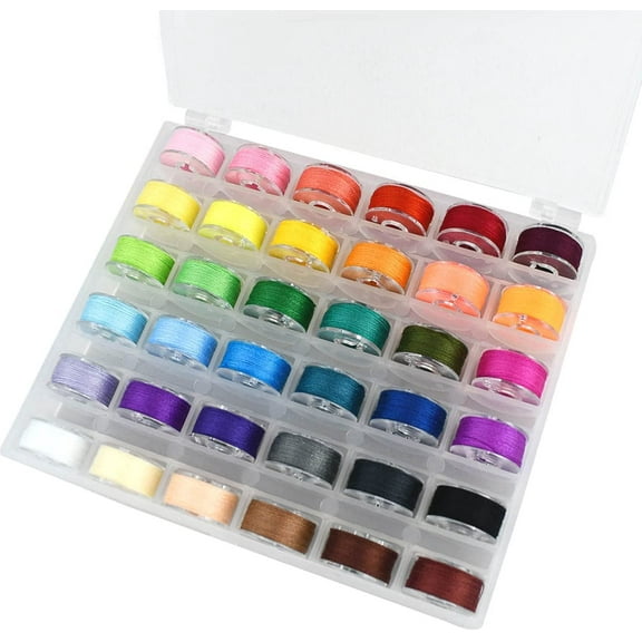 36 Pcs Bobbins and Sewing Threads Prewound Bobbin Thread with Storage Plastic Case Assorted Colors Sewing Thread Set for Brother Babylock Singer Janome Embroidery and Sewing Machine Polyester Thread