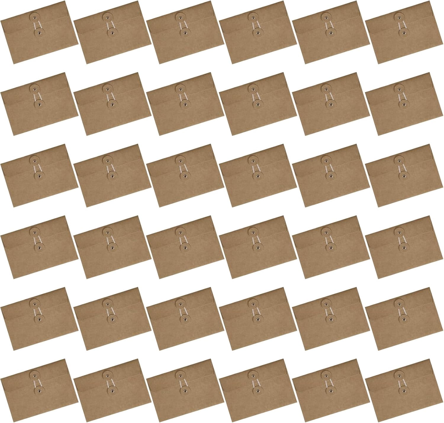 36 Pcs Brown Envelopes 6"x4" with Button and String Closure, String Tie Craft Envelopes, Decorative Vintage Envelopes Pockets for Letters Postcard Greeting Card Invitations (36)