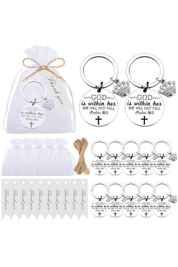 36 Pcs Bulk Keychains, Christian Bible Verse Keychains With Rhinestone Crown & Thank You Tags, Religious Gifts for Women Ideal for Employee Appreciation, Graduation & Party Favors