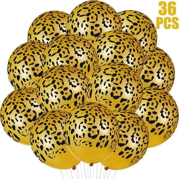 36 Pcs Cheetah Balloons Leopard Print Balloons Spots Latex Leopard Jungle Animal Decorations for Cheetah Zoo Theme Birthday Party Supplies