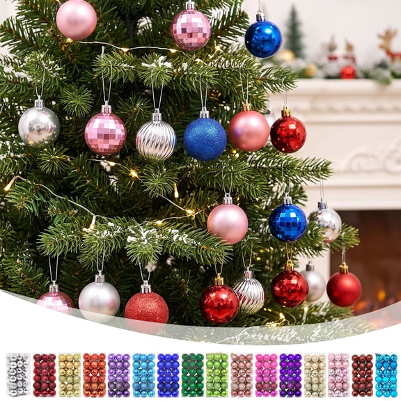 36 Pcs Christmas Balls Ornaments 3cm Shatterproof Plastic Hanging Baubles for Xmas Tree Holiday Party Home Christmas Decoration Indoor
