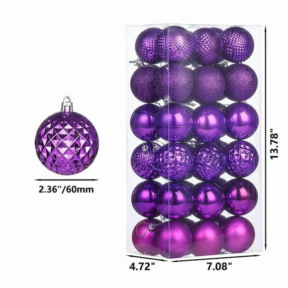 36 Pcs Christmas Balls Ornaments for Xmas Tree, 2.36 Inch Christmas Tree Baubles Shatterproof Hanging Ornaments Decorative Set for Christmas Tree Decor, Party