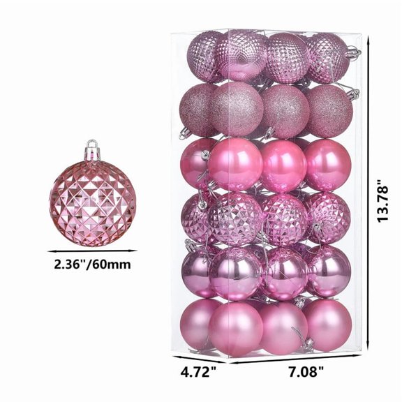 36 Pcs Christmas Balls Ornaments for Xmas Tree, 2.36 Inch Christmas Tree Baubles Shatterproof Hanging Ornaments Decorative Set for Christmas Tree Decor, Party