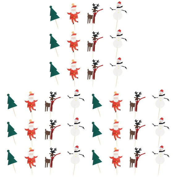 36 Pcs Christmas Cake Toppers Paper Cake Toppers Cake Decorative Toppers (Random Style)