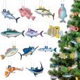 36 Pcs Christmas Fish DHF10 Decor Wooden Christmas Ornament Wall Decor