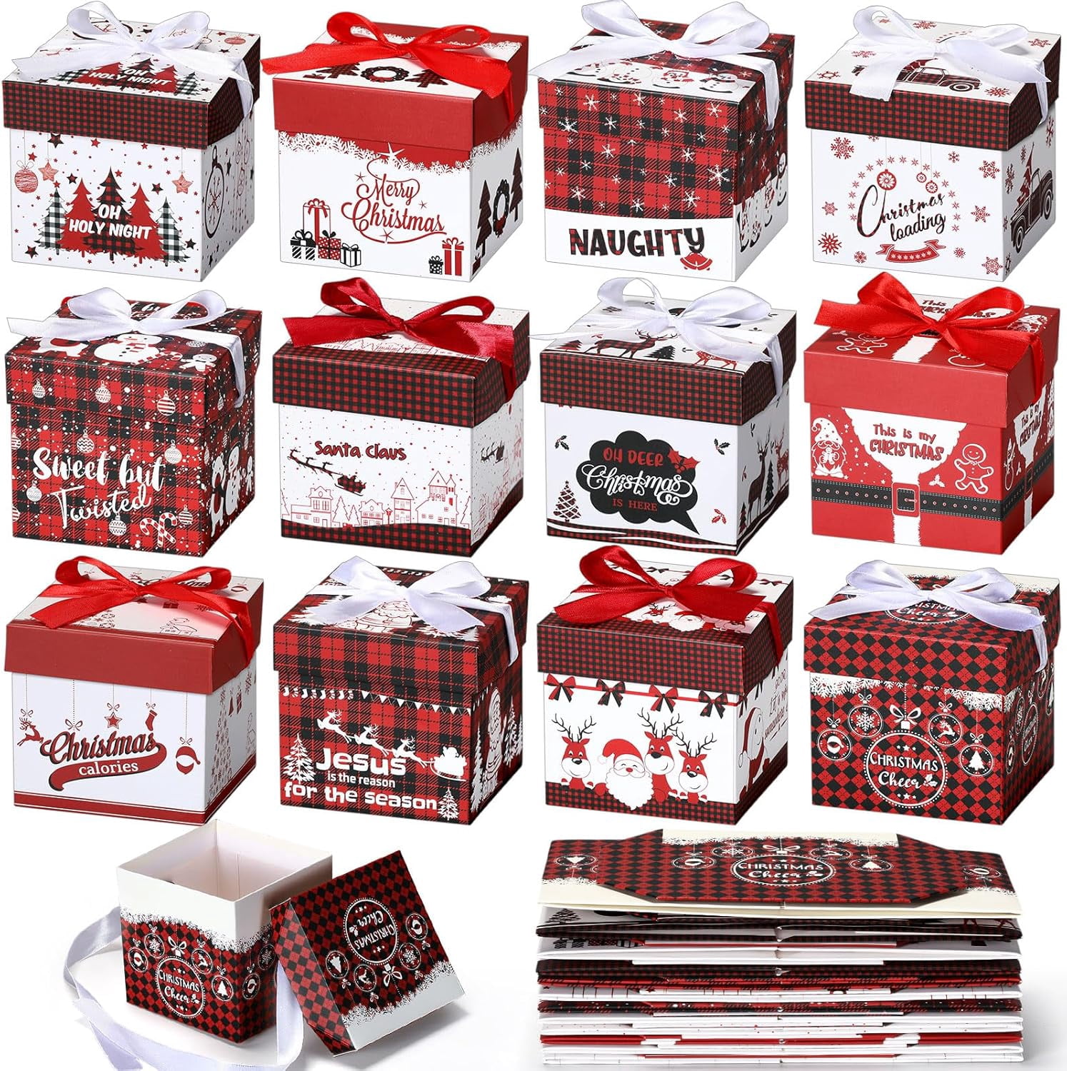 MY 36 Pcs Christmas Gift Boxes with Lids Small Squared Boxes with ...