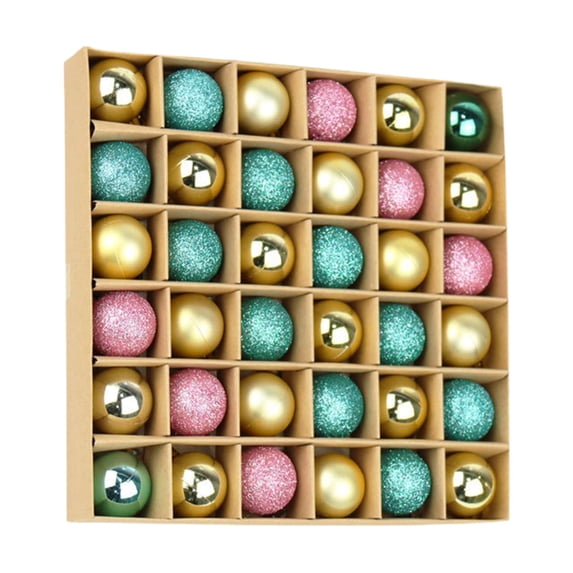 36 Pcs Christmas Ornaments Set, Mini Pastel Painted Mix Plastic Christmas Ball Ornament Set Shatterproof Hanging Baubles for Coordinated Tree Styling, Holiday Home Decor, 1 in