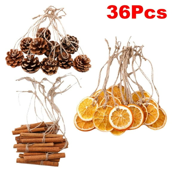 36 Pcs Christmas Tree Decorations Natural Pine Cones Rustic Ornaments Bulk Dried Orange Slices Cinnamon Sticks DIY Handmade Crafts for Fireplace Wall Home Decoration Holiday Party Supplies