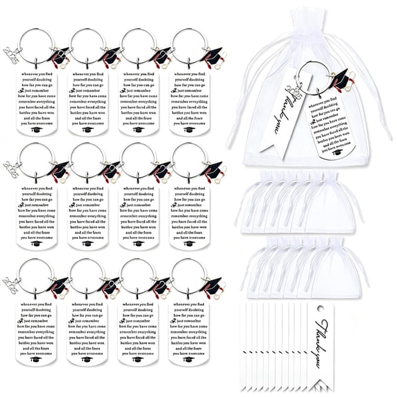 36 Pcs Class of 2026 Graduation Keychain Party Favors Set, Inspirational Graduation Gifts with Thank You Cards and Organza Bags, Bulk Senior Keepsake Gifts for Classmates Guests Graduation