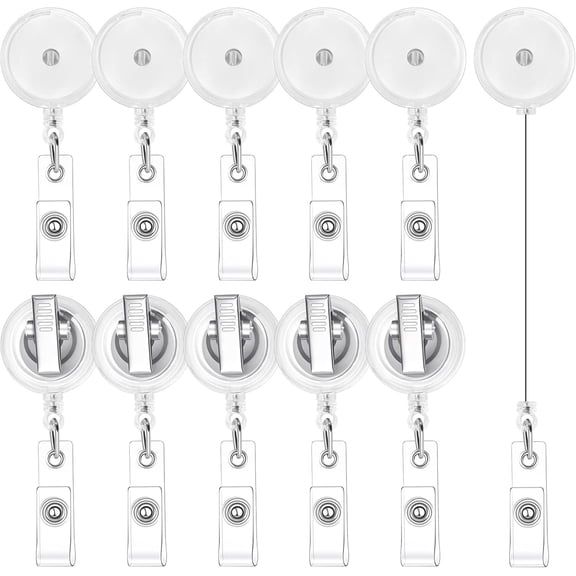 Hapric 36 pcs Clear Alligator Clip Badge Reels Retractable ID Holders with Metal Swivel Clips for Nurses Office Staff Teachers Students Events