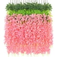 36 Pcs Deep Pink Wisteria Hanging Flowers 3.6Ft/Pcs Fake Wisteria