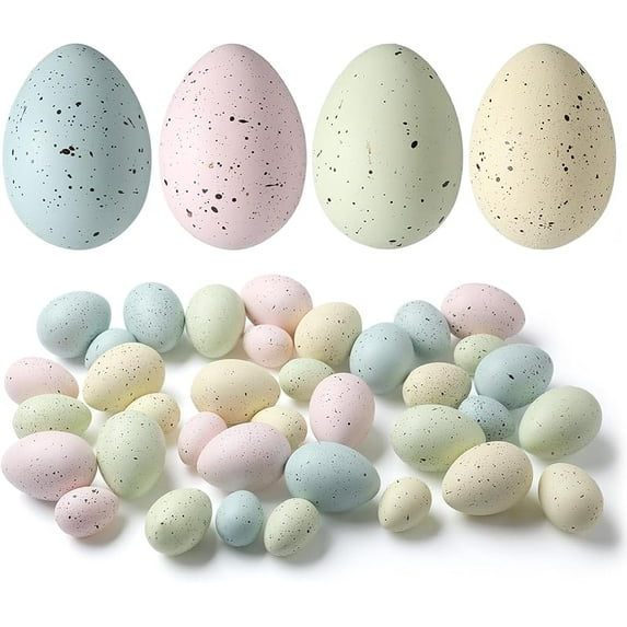 36 Pcs Easter Speckled Eggs Plastic Speckled Eggs Bowl and Vase Filler Faux Chicken Eggs for DIY Spring Displays and Easter Decorations (Cute Color)