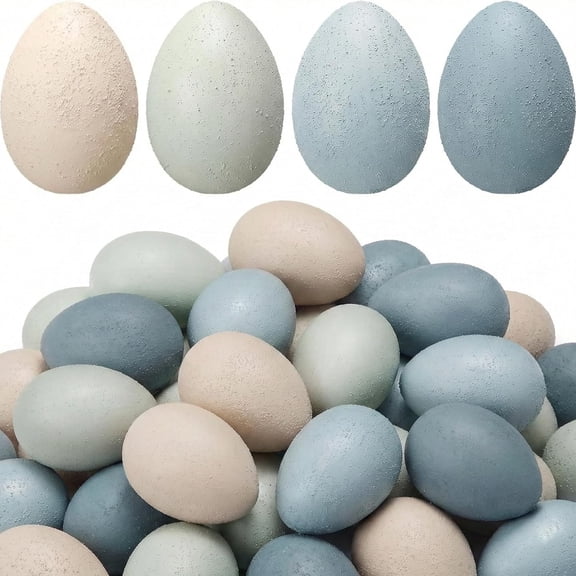 36 Pcs Easter Speckled Eggs Vase Filler Plastic Speckled Eggs Faux Egg for Decoration Bowl DIY Spring Displays and Easter Decorations Vase Decorating (Blue, Light Brown)