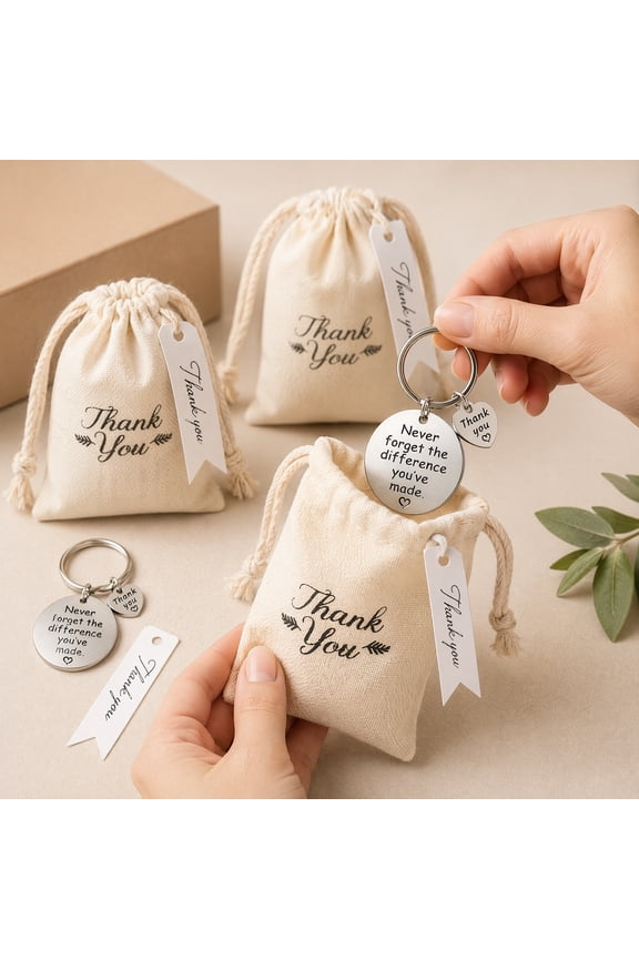 36 Pcs Employee Appreciation Gifts Bulk Thank You Keychain Set for Coworkers Colleagues Team Members, Motivational Stainless Steel Keychains with Gift Bags and Tags for Daily Recognition Office Party