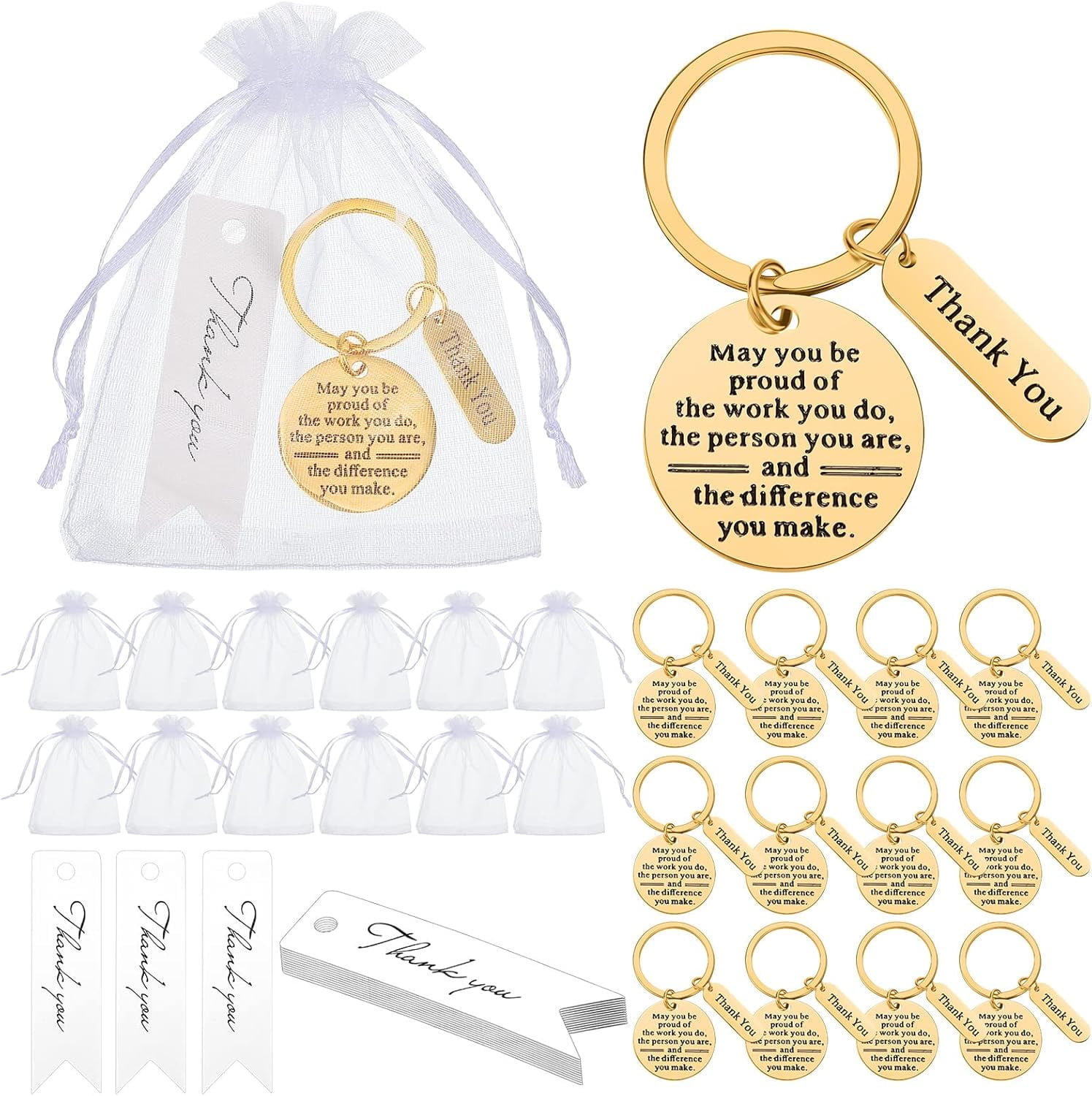 36 Pcs Employee Appreciation Gifts Bulk for Coworkers Keychains Organza ...