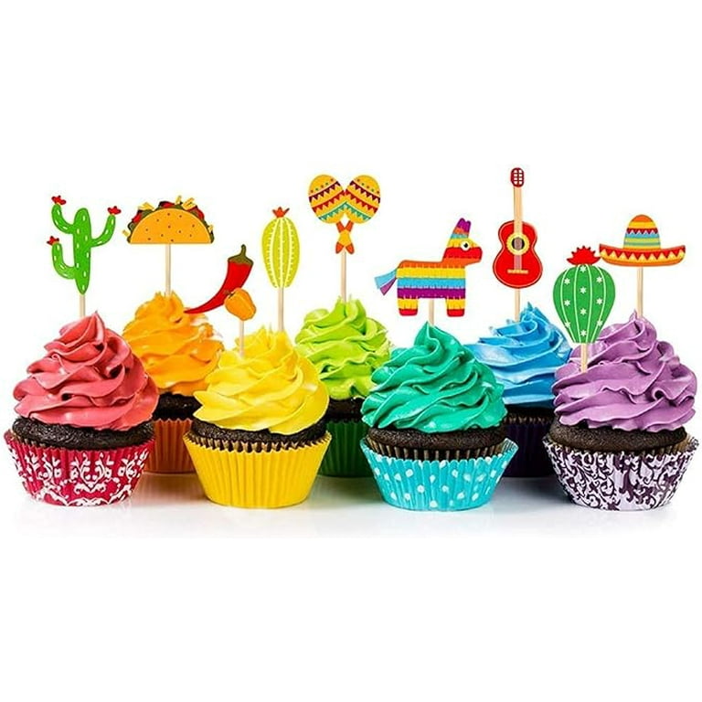  1 Set 5Pcs Cactus Cake Inserts cactus cake toppers Hawaii party  cake decorations ice cream decor topersitos para comida Tropical Cake Picks  Party Supplies paper cup ingredients 3d : Grocery 