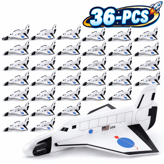 36 Pcs Foam Airplane Gliders, Space Shuttle Flying Toys for Kids, Lightweight Foam Plane Party Favors for OuterSpace Themed Birthday, BacktoSchool & Holiday Party Supplies