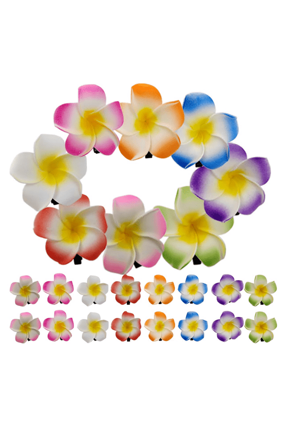 36 Pcs Frangipani Artificial Foam Hair Clips for Bridal, Wedding, Luau, Beach, Tropical Party Decorations