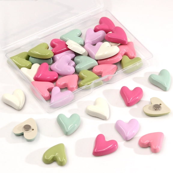 36 Pcs Fridge Magnets, Small Colorful Resin Refrigerator Magnets, Cute Heart Decorative Magnets for Home Kitchen Office Locker Whiteboard (6 Colors)