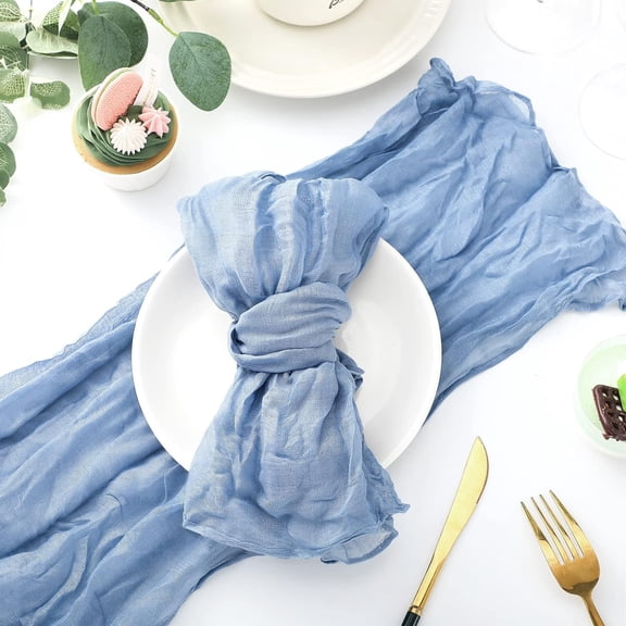 36 Pcs Gauze Cheesecloth Decorative Napkins Wrinkled Table Napkins for Wedding Reception Parties, Sage & Dusty Blue, 19.7 x 19.7 in(Dusty Blue)