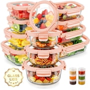 36 Pcs Glass Food Storage Containers with Tempered Lids Set, Borosilicate Oven-Safe(-4°F~950°F), Airtight Meal Prep Lunch Box Containers (18 Containers & 18 Lid