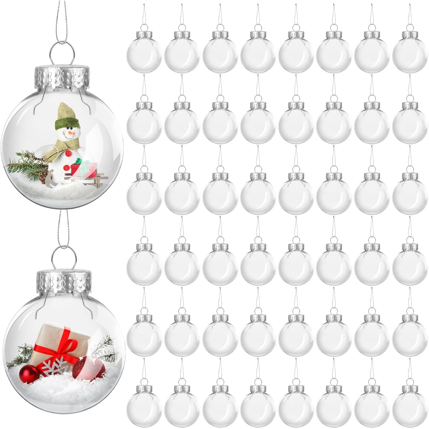 36 Pcs Hanging Clear Plastic Fillable Ornaments DIY Christmas Balls 2.36" DIY Ornaments Balls Hanging Ball Ornament Craft Ornaments for Xmas Tree Home Decoration Creative Gifts (60 mm),Topboutique