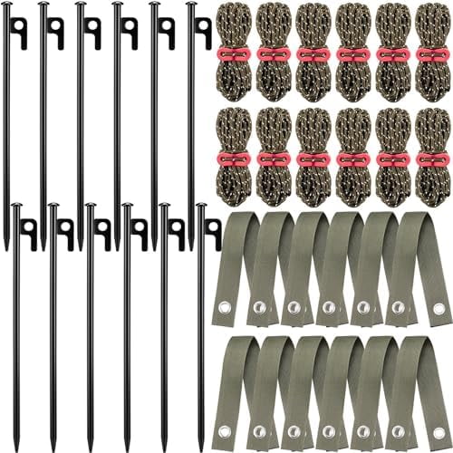 36 Pcs Heavy Duty Tree Stake Kits Stake and Support for Young Leaning Tree Anchor Straightening Kit, 15.8'' Support Straps, 11.8'' Steel Stakes, 13.12ft Rope(Army Green)