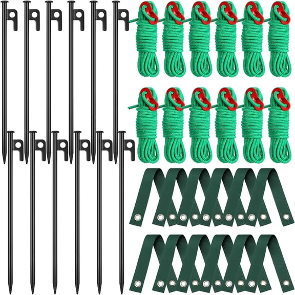 36 Pcs Heavy Duty Tree Stake Kits Stake and Support for Young Leaning Tree Anchor Straightening Kit, 15.8'' Support Straps, 11.8'' Steel Stakes, 13.12ft Rope Against Bad Weather(Green)