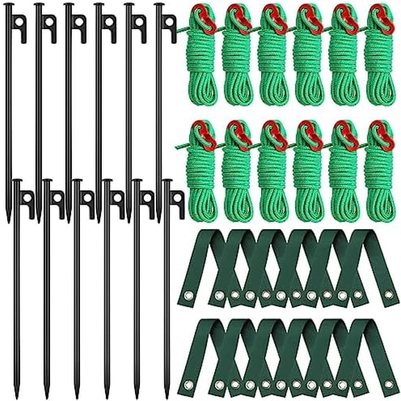 36 Pcs Heavy Duty Tree Stake Kits Stake and Support for Young Leaning Tree Anchor Straightening Kit, 15.8'' Support Straps, 11.8'' Steel Stakes, 13.12ft Rope(Green)