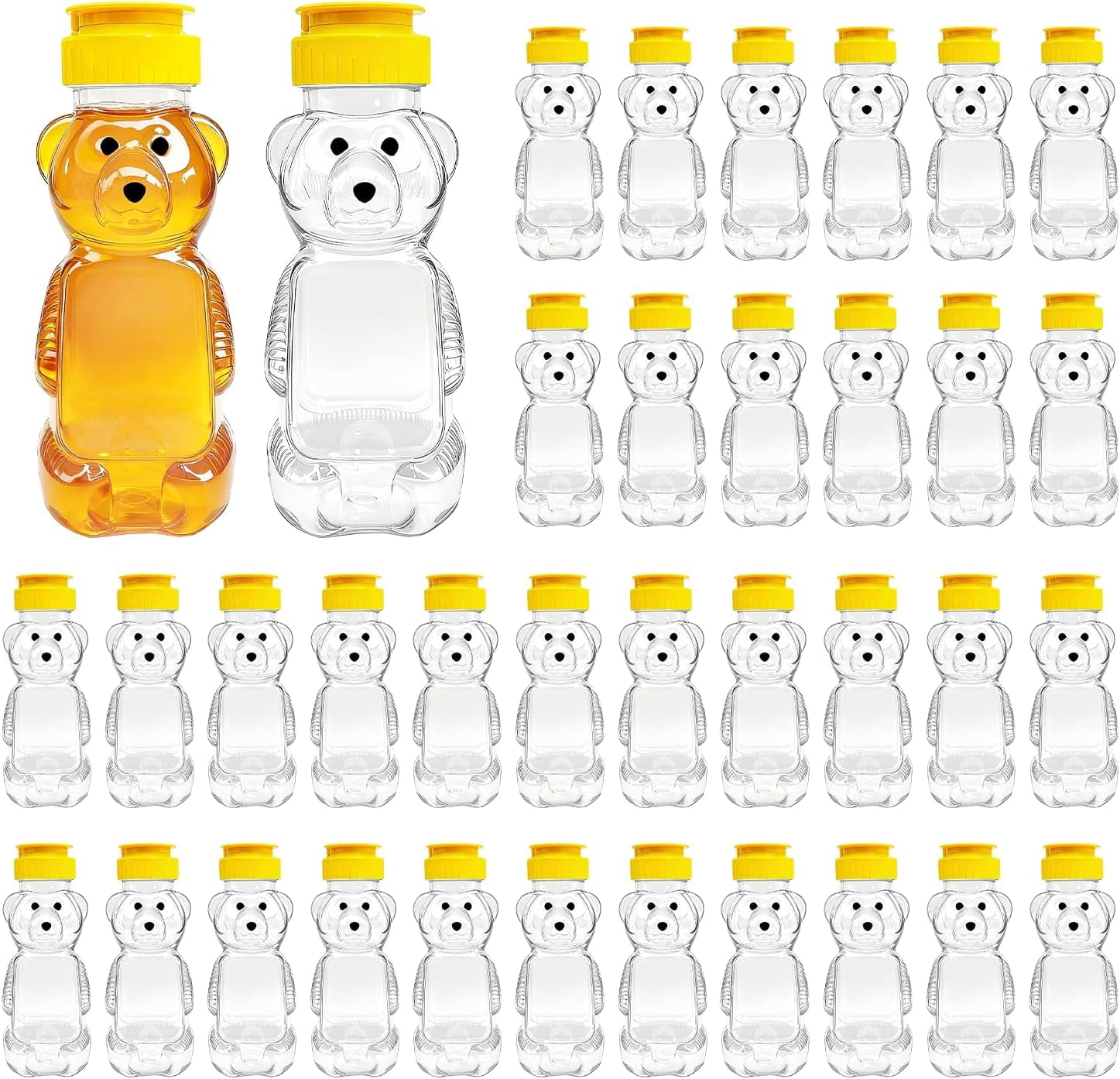 36 Pcs Honey Bear Bottle, 8oz Plastic Honey Squeeze Bottle Honeybear ...