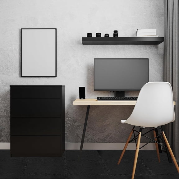 36 Pcs Interlocking Carpet Tiles Plush Foam Floor Mats with Border Fluffy Play Mat Floor Tiles Soft Climbing Area Rugs for Kids Home Playroom Decor, 12 x 12 x 0.4 Inch(Black)