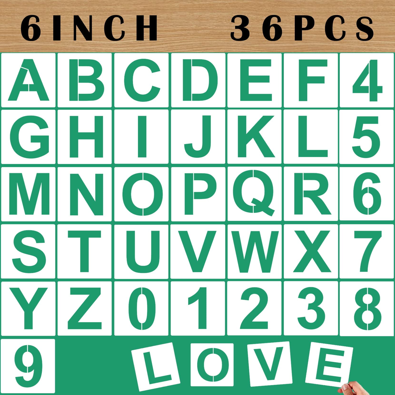 36 Pcs Large Letter Stencils and Numbers 6 Alphabet Art Craft Stencils
