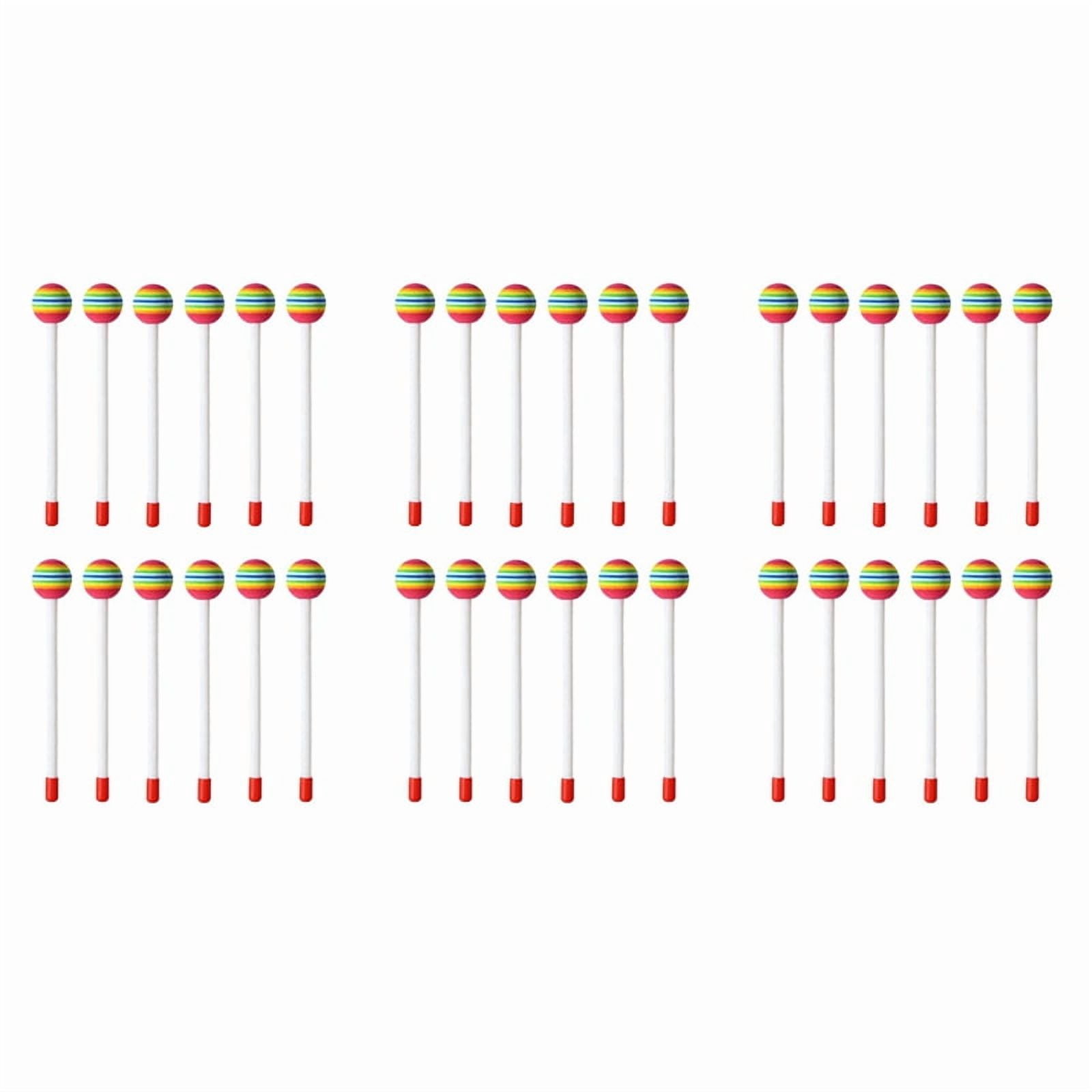 36 Pcs Lollipop Drum Mallet Sticks Round Rainbow Hammer Percussion Sticks Drumsticks for Kids Child Mallet Musical Toy