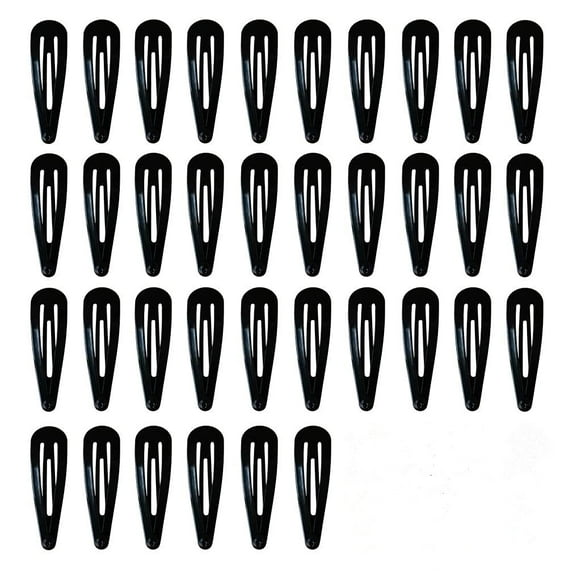 36 Pcs Medium Snap Clip Size 30 mm for Girls/Women Black Color - Tik Tik Clips