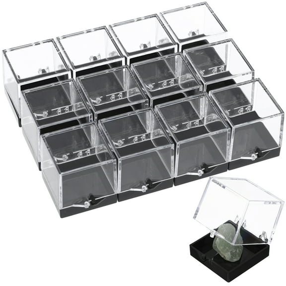 36 Pcs Mineral Standard Display Box Display Shelf Rock Specimen Case Pedestal Stand Practical Specimen Display Case