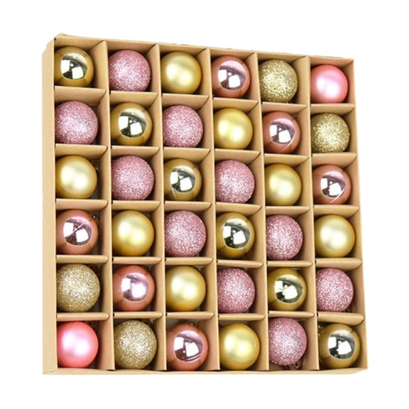 36 Pcs Mini Christmas Ornament Balls, 1.18 in Christmas Tree Hanging Decor, Boxed Matte & Glitter Mixed Special‑Shaped Plastic Hanging Baubles for Xmas Tree Wreath Holiday Home Decor