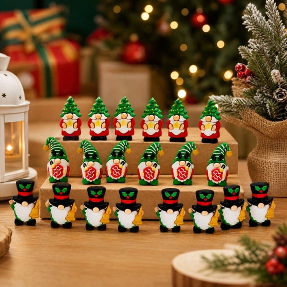36 Pcs Mini Gnome Figurines Tiny Miniature Gnomes Figures to Hide and Seek Little Rubber Statue for Fairy Garden Patio Yard Lawn Spring Table Decor Gift