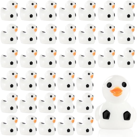 36 Pcs Mini Resin Soccer Ducks Figurine Ornaments Miniature Crafts Tiny Sport Duck Toys for Home Office Desk Dollhouse Supplies Micro Garden Landscape Bathroom Decor