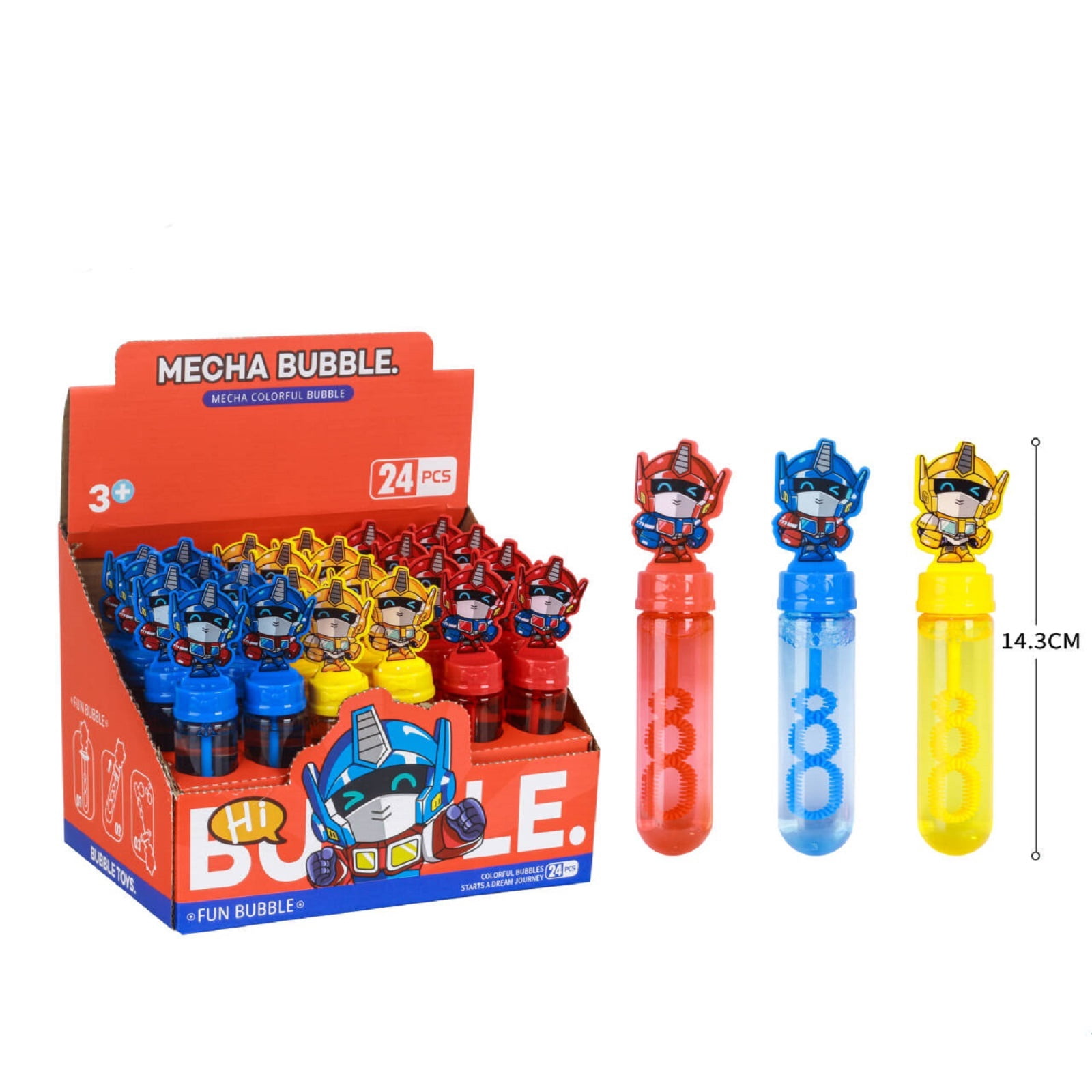 36 Pcs Mini Robot/Mech Bubble Wands with Solution, 3 Colors - Short ...