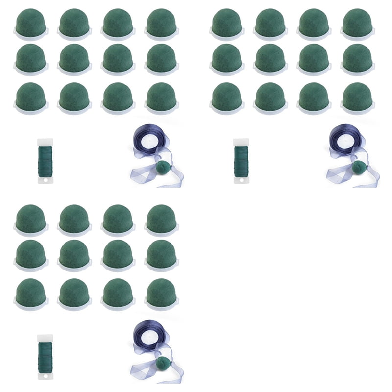 36 Pcs Mini Round Floral Foam Holder,Green Dry and Wet Florist Flower Block Craft Arrangement Supplies for Wine Bottle