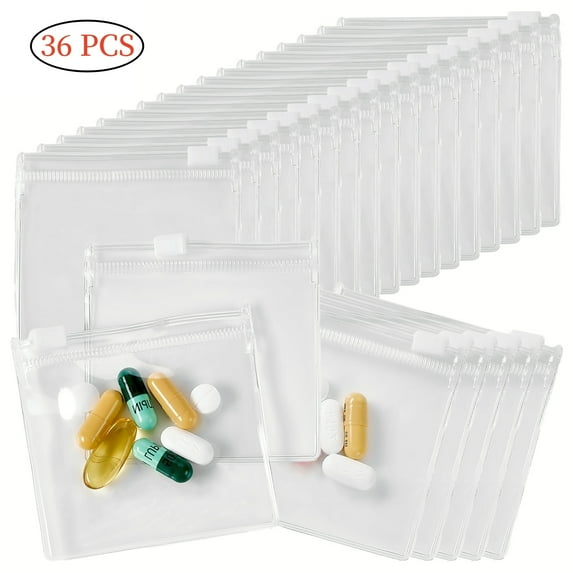 36 Pcs Pill Pouch Bags Zippered Pill Pouch Set Reusable Translucent Medicine Organizer Self Sealing Medicine Bag Travel Plastic Pill Bags with Slide Lock Pill Baggies for Pills