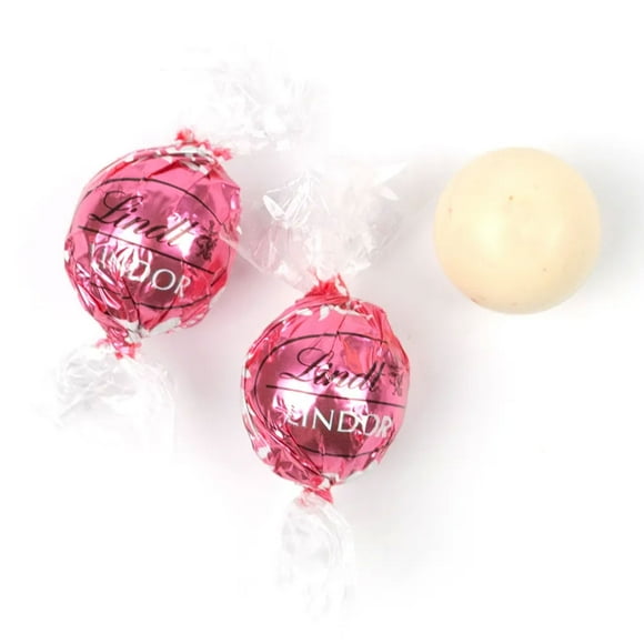 27 Pcs Pink Candy Strawberries & Cream Lindor Chocolate Truffles by Lindt (1 lb)