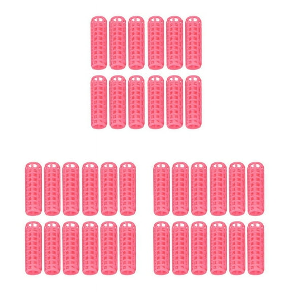 36 Pcs Pink Plastic DIY Hair Styling Roller Curlers Clips,36 x Hair Curlers,Pink