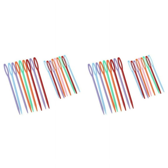 36 Pcs Plastic Hand Sewing Yarn Darning Tapestry Needles Craft 9.3cm; 7cm Each 18Pcs