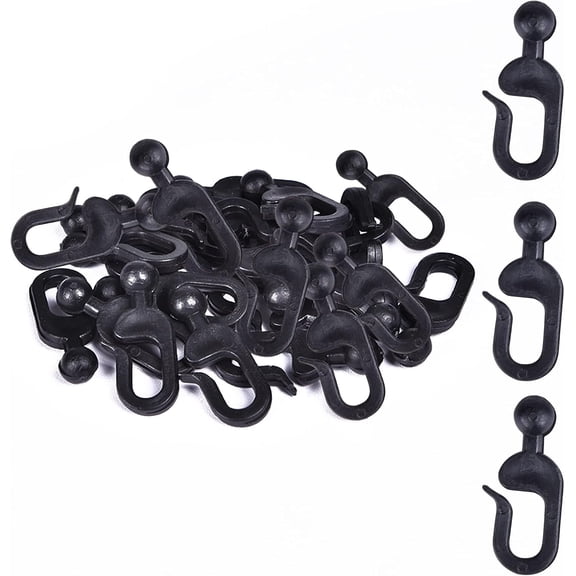 36 Pcs Plastic Hooks for Gazebo Curtains, Mosquito Netting (Black)
