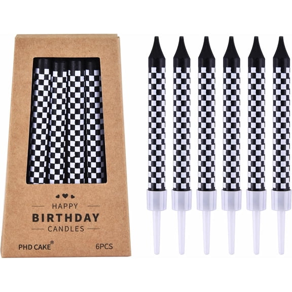 36 Pcs Racing Cars Themed Birthday Candles, Black and White Checkered Flag Candles, Kid's Party Decoration