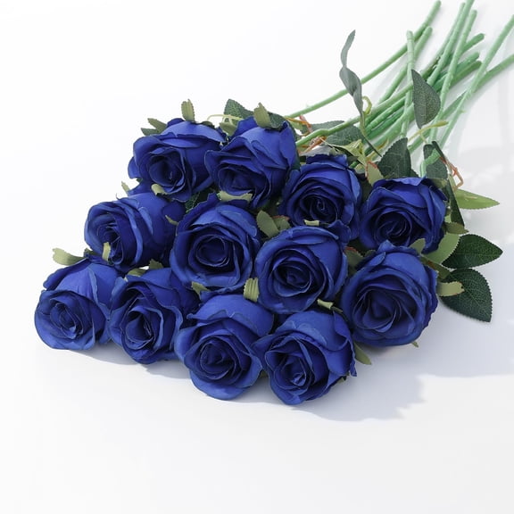 36 Pcs Realistic Fake Dark Pink Roses Faux Flowers with Long Stems, Artificial Silk Rose Flowers for Valentines Day Home Wedding Decor Bridal Bouquet