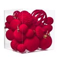 thumbnail image 1 of 36 Pcs Red Flocked Velvet Christmas Balls, Special-Shaped Painted Tree Ornaments Set for Xmas Tree Decorations and Holiday Party Supplies, 1 of 7
